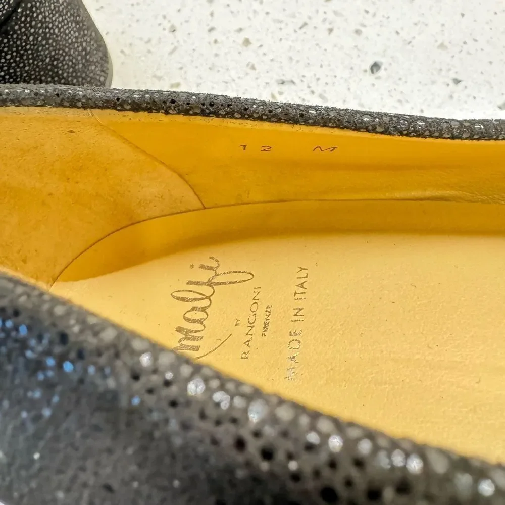 Amalfi by Rangoni Firenzie Black Leather Block Heel Pumps Made in Italy Size 12M